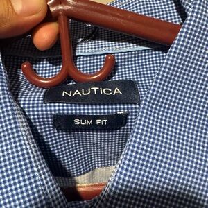 Nautica Navy Gingham Slim Fit Shirt
